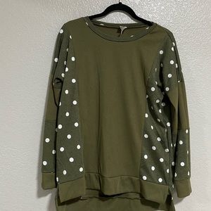 Sew in Love size small olive green and white polka dot